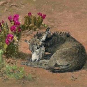 original oil painting by Linda Budge - A bit of shade - burro