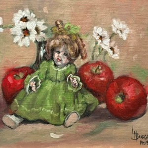 Apples and a Doll in Green